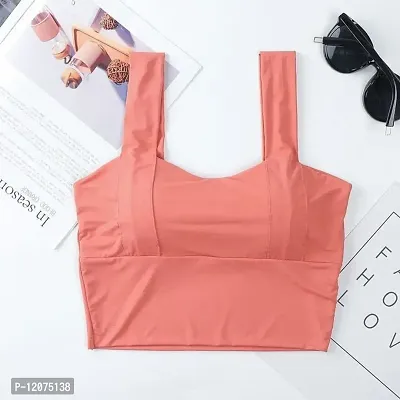 GROPOZreg; Women's Polyamide, Nylon  Spandex Seamless Lightly Padded Under Wired Imported Sports Bra (34, Peach)-thumb4