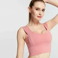 GROPOZreg; Women's Polyamide, Nylon  Spandex Seamless Lightly Padded Under Wired Imported Sports Bra (34, Peach)-thumb1