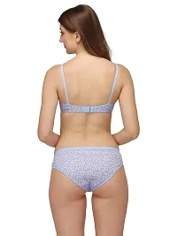 GROPOZ Strapeless Cotton Printed Mix Bra and Panty Lingerie Set for Women Pack of 1 (34, Sky Blue)-thumb3