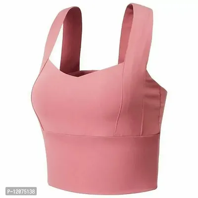 GROPOZreg; Women's Polyamide, Nylon  Spandex Seamless Lightly Padded Under Wired Imported Sports Bra (34, Peach)-thumb0