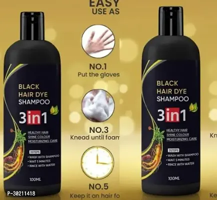 Herbal 3 In 1 Hair Dye Instant Black Hair Shampoo For Women Girls and Men Pack Of 2-thumb0