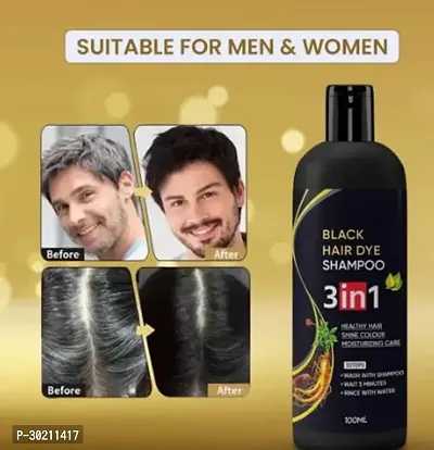 Herbal 3 In 1 Hair Dye Instant Black Hair Shampoo For Women Girls and Men Pack Of 1-thumb0