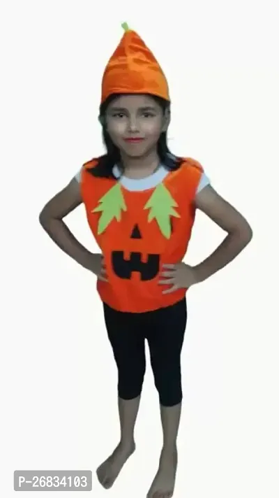 Elegant Cotton Pumpkin Costume Dress For Girls