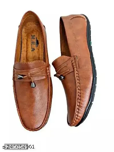 Beautiful Brown Leather Slip-On Shoes For Men