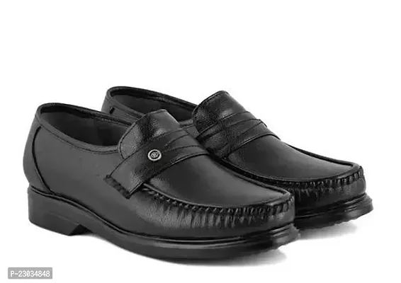 Beautiful Black Leather Slip-On Shoes For Men-thumb0