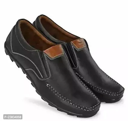 Beautiful Black Leather Slip-On Shoes For Men-thumb0