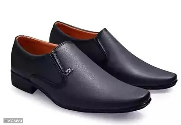 Beautiful Black Leather Slip-On Shoes For Men-thumb0