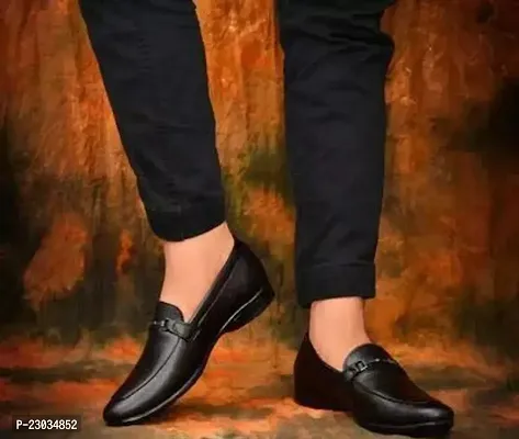 Beautiful Black Leather Slip-On Shoes For Men-thumb0