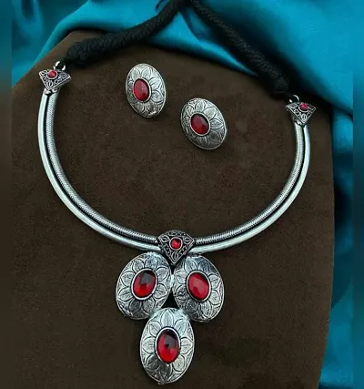 Silver Oxidized Designer Jewellery Set