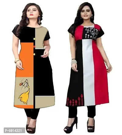 Stunning American Crepe Digital Printed Kurta For Women(Pack Of 2)