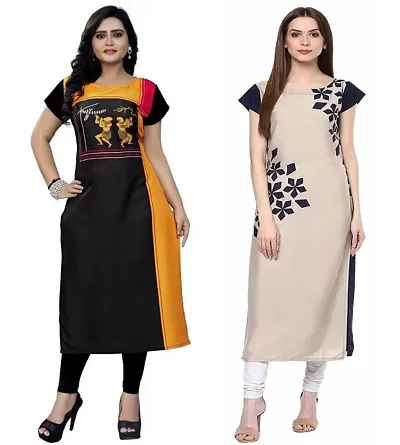 Hot Selling!!! Combo Of 2 Crepe Kurtis