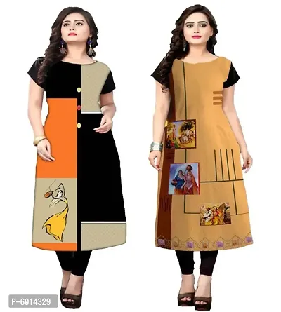 Stunning American Crepe Digital Printed Kurta For Women(Pack Of 2)-thumb0