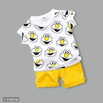 Stylish Yellow Printed Cotton Blend T-Shirts with Shorts For Boys-thumb0