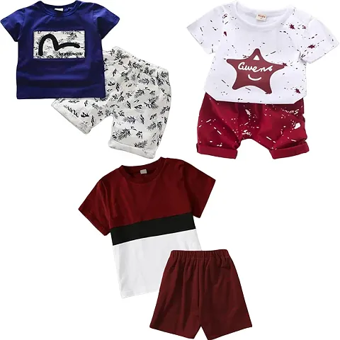 Classic T-Shirts with Shorts for Boys Pack of 3