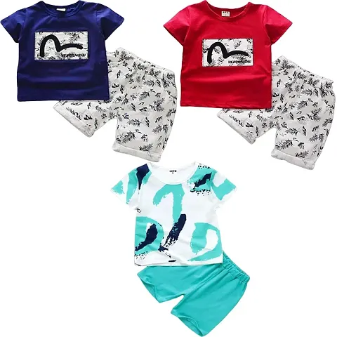 Stylish Blend T-Shirts with Shorts For Boys Pack Of 3