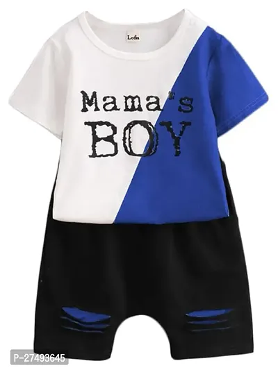 Stylish Multicoloured Printed Cotton Blend T-Shirts with Shorts For Boys-thumb0