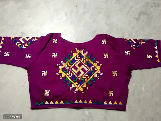 Reliable Purple Cotton Embroidered Stitched Blouses For Women-thumb0