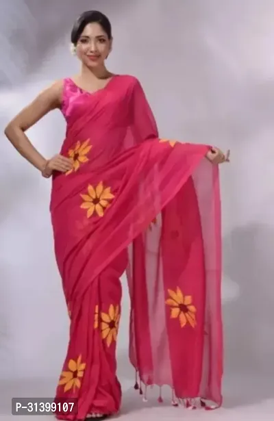 Beautiful Cotton Printed Saree with Blouse piece-thumb0