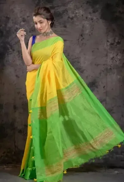 Hot Selling Cotton Silk Saree with Blouse piece 