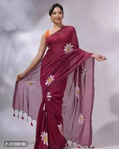 Beautiful Cotton Printed Saree with Blouse piece-thumb0