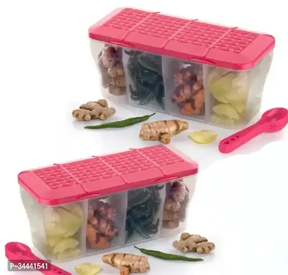 Food Container 4 in 1 Transparent Plastic Lock Food Storage Airtight Container Jar-thumb0