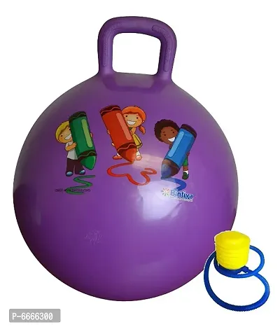 EMNDR Inflatable Sit and Bounce Rubber Hop Ball for Kids with Foot Pump Space Hopper Jump N Bounce Handle Ride--thumb0