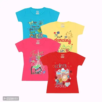 Girls Multicolour cotton Halfsleeve T-shirts(Pack of 4)-thumb0