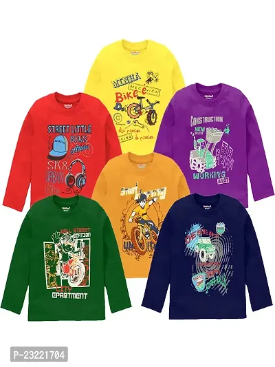 Boys Cotton Full sleeve T-shirts (pack of 6)