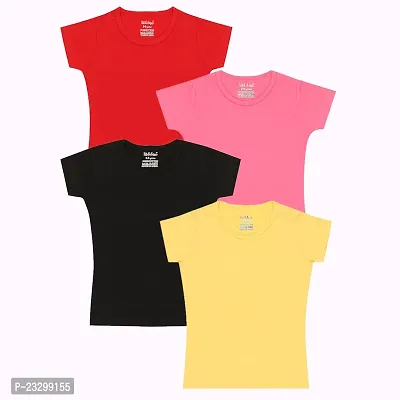 Girls Multicolour cotton Halfsleeve T-shirts(Pack of 4)