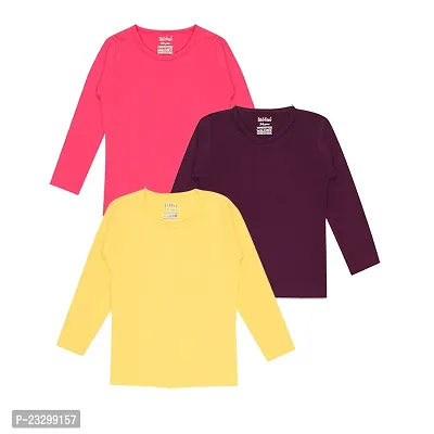 Girls Multicolour cotton Fullsleeve T-shirts(Pack of 3)