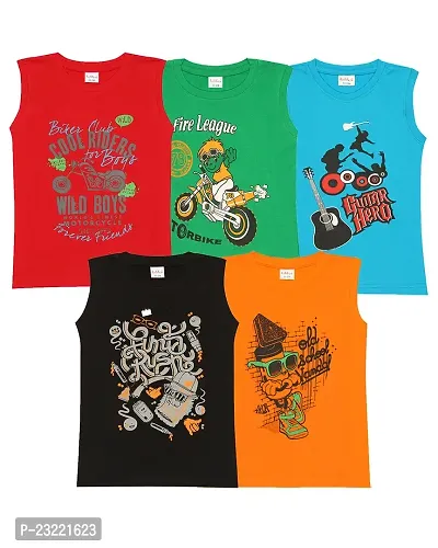 Boys Cotton Sleeveless T-shirts (pack of 5)-thumb0