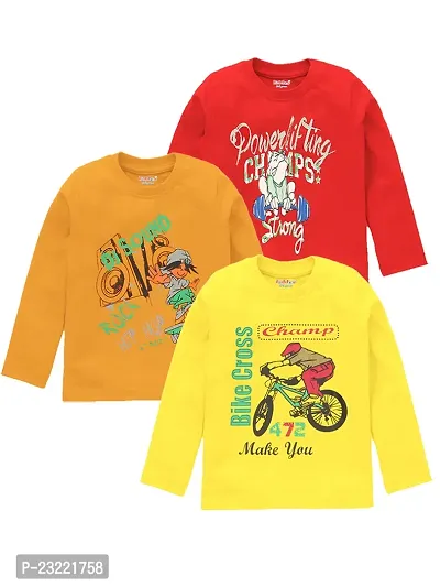 Boys Cotton Full sleeve T-shirts (pack of 3)