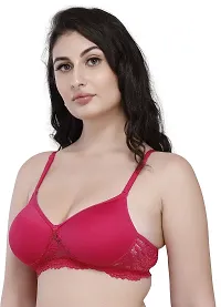 Women`s and Girls Padded Full Cup Cotton Blend Net Bra Combo 3 pc-thumb2