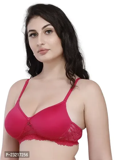 Women`s and Girls Padded Full Cup Cotton Blend Net Bra Combo 3 pc-thumb3