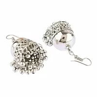 Oxidised Metal Plating Jhumkha latkan Earrings for Navratri Special for Women's  Girls Casual Wear Earrings-thumb1