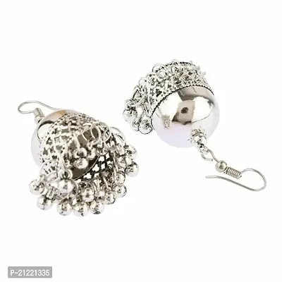 Oxidised Metal Plating Jhumkha latkan Earrings for Navratri Special for Women's  Girls Casual Wear Earrings-thumb2