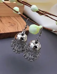 Oxidised Metal Plating Jhumkha latkan Earrings for Navratri Special for Women's  Girls Casual Wear Earrings-thumb3