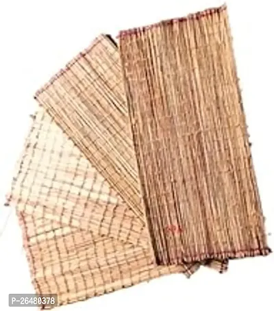 Handmade Eco-Friendly Original Raw Kusha Grass Assan For Puja/Yoga/Meditation -Pack Of 4 Which Are Attached To Each Other And Can Be Separated If, Required (Brown, 20 Inch X 16 Inch Each Mat)