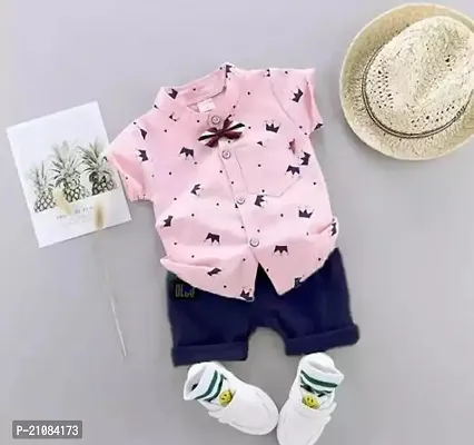 Fabulous pink Cotton Printed Shirts with Jeans For Boys