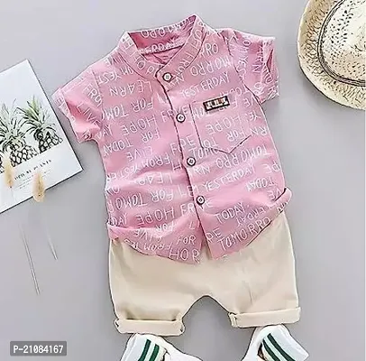 Fabulous pink Cotton Printed Shirts with Jeans For Boys