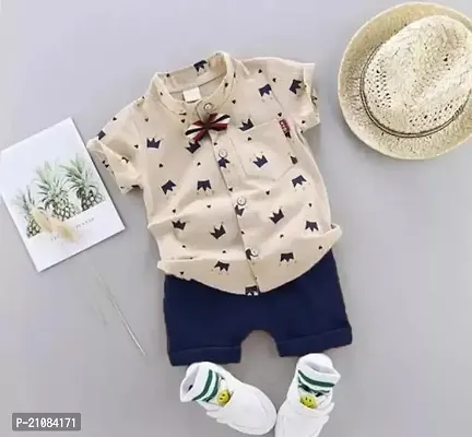 Fabulous golden Cotton Printed Shirts with Jeans For Boys