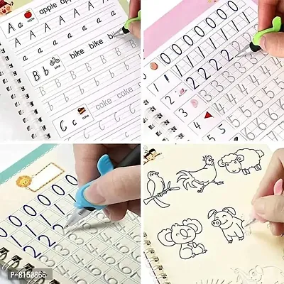 Miuline Sank Magic Practice Copybook, Number Tracing Book for Preschoolers with Pen, Magic Calligraphy Copybook Set Rewritable Notebook (4 Books + 10 Refill) (4 BOOKS + 10 REFILLS)-thumb5