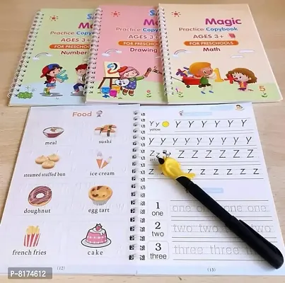BESTHUA Magic Book for Kids (4 Books 1 Pen 1 Hand Grip 10 Refill) Calligraphy Practice Copy Self Deleting Text book Practice Hand Writing and Pen Using Skills Reusable Writing Text Book For Kids age 3-thumb4
