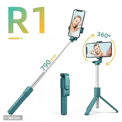 R1 Bluetooth Extendable Selfie Sticks with Wireless Remote and Tripod Stand, 3-in-1 Multifunctional Selfie Stick with Tripod Stand Compatible with iPhone/Samsung/Oppo/Vivo and All Phones-thumb0