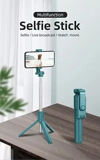 PIXU Bluetooth Extendable Selfie Stick with Tripod Stand and Wireless Remote,3-in-1 Multifunctional Selfie Stick Tripod for iPhone/Samsung/Mi/Realme/Oppo/Vivo/Google More,Green-thumb4