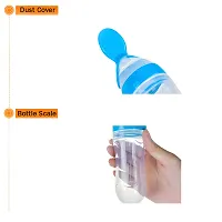 BaBee Silicone Squeeze Bottle Spoon Baby Feeding Cereal, Rice, Supplement with Dispensing Feeder, Food Dispensing Spoon, Infant Newborn Toddler Food Supplement Set- 90ml Blue-thumb1