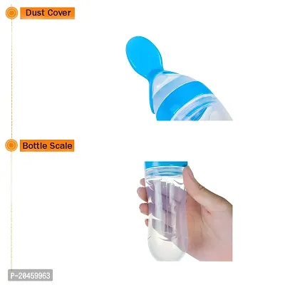 BaBee Silicone Squeeze Bottle Spoon Baby Feeding Cereal, Rice, Supplement with Dispensing Feeder, Food Dispensing Spoon, Infant Newborn Toddler Food Supplement Set- 90ml Blue-thumb2