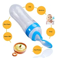 BaBee Silicone Squeeze Bottle Spoon Baby Feeding Cereal, Rice, Supplement with Dispensing Feeder, Food Dispensing Spoon, Infant Newborn Toddler Food Supplement Set- 90ml Blue-thumb3
