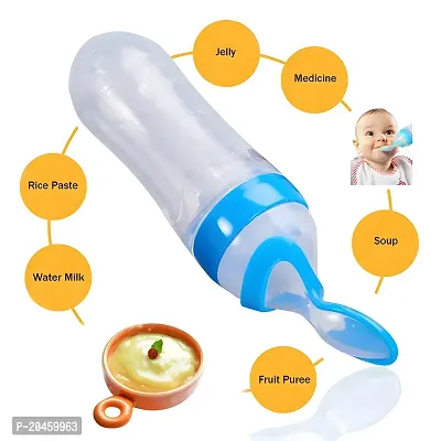 BaBee Silicone Squeeze Bottle Spoon Baby Feeding Cereal, Rice, Supplement with Dispensing Feeder, Food Dispensing Spoon, Infant Newborn Toddler Food Supplement Set- 90ml Blue-thumb4