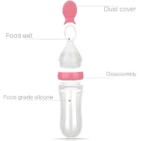 BaBee Silicone Squeeze Bottle Spoon Baby Feeding Cereal, Rice, Supplement with Dispensing Feeder, Food Dispensing Spoon, Infant Newborn Toddler Food Supplement Set- 90ml Pink-thumb1